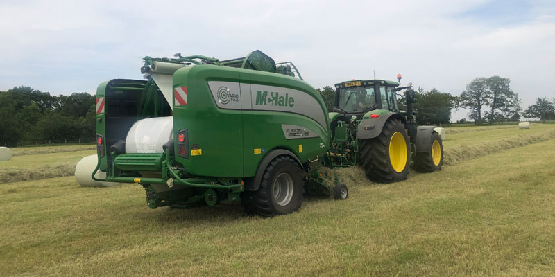Baling and wrapping medium round bales