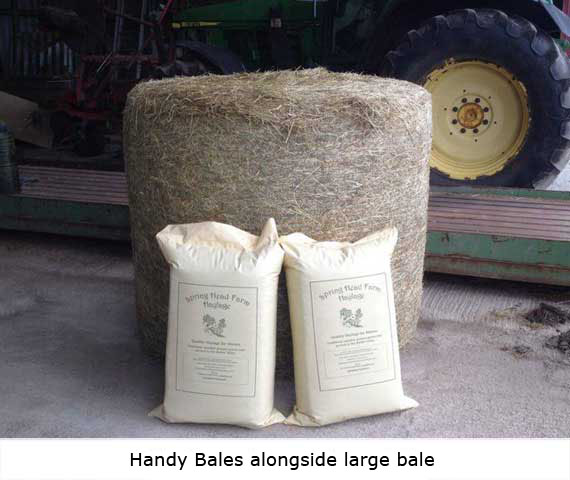 Handy Bales alongside a large round bale